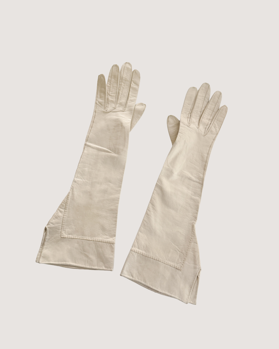 Christian Dior Vintage 1950's/1960's Ivory Leather Evening Gloves